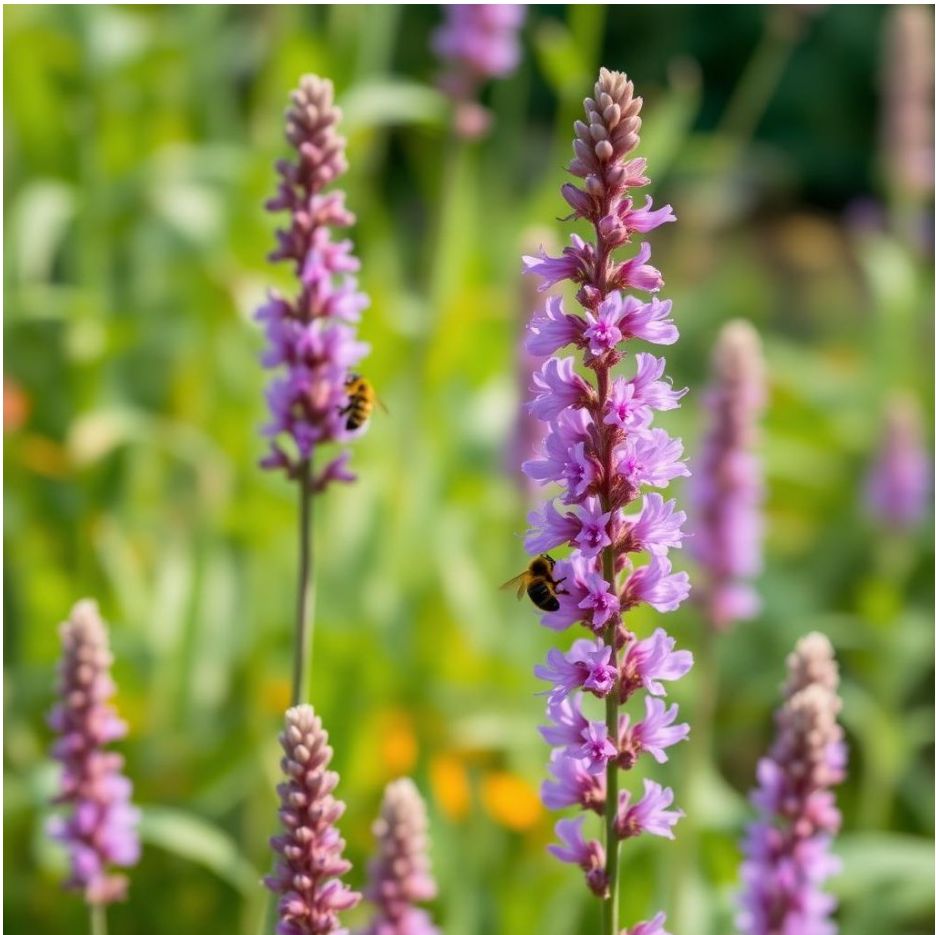Lavender anise hyssop spikes with bees