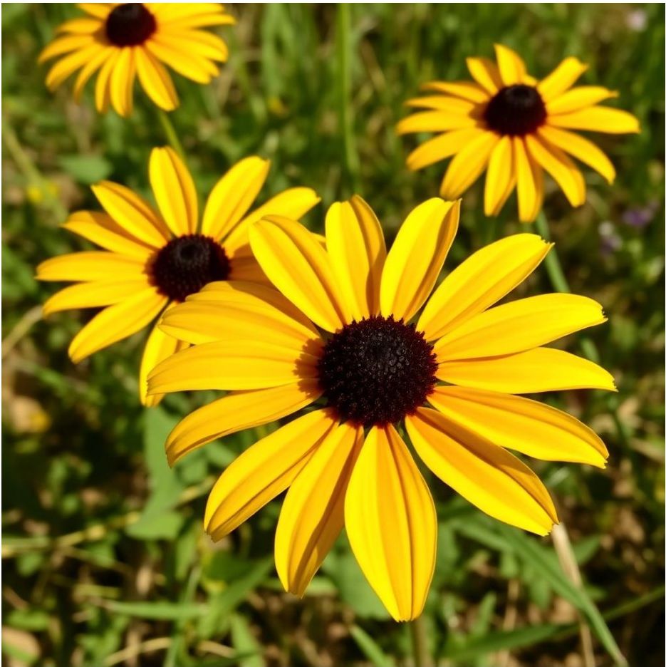 Gold black-eyed Susan flowers with dark centers