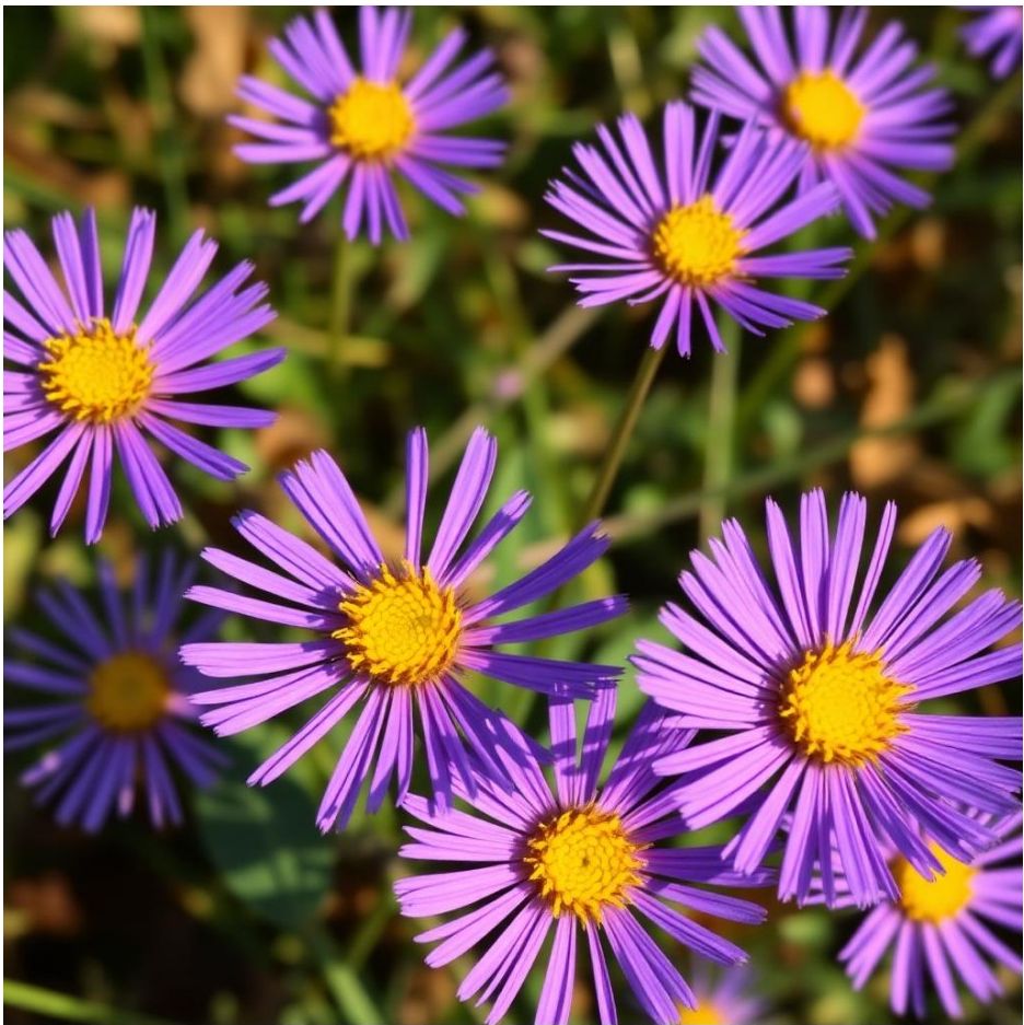 Royal purple New England aster blooms