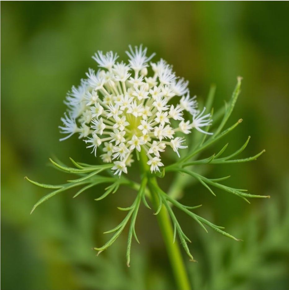 White umbels of whorled milkweed with fine leaves
